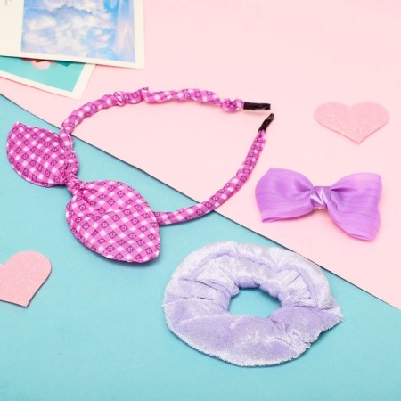 Solokha hair set (rim, clamp, elastic band) Cage, lilac