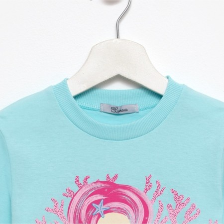 Pajamas for girls, pink/mint color, height 116-122 cm-6