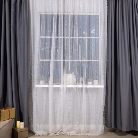 Garland "Curtain" 2 × 3 m, IP20, transparent thread, 720 LED, glow warm white, 8 modes, 220 V-2