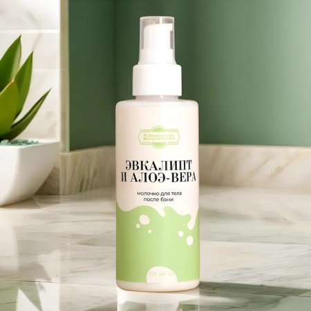 Body milk with shimmer "Eucalypt and Aloe-Vera" 150 ml with a dispenser