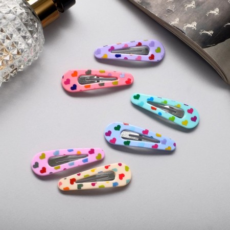 Invisibility for hair "Beatrice" (set 6 pcs) love, 5 cm, mix-1