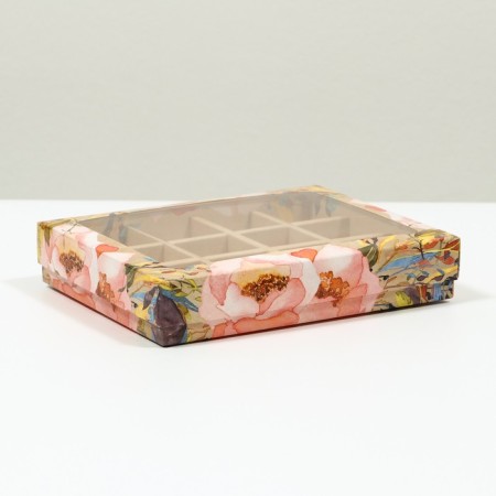 "Box for sweets, 12 pcs, 19 x 15 x 3.5 cm, craft flowers"-1