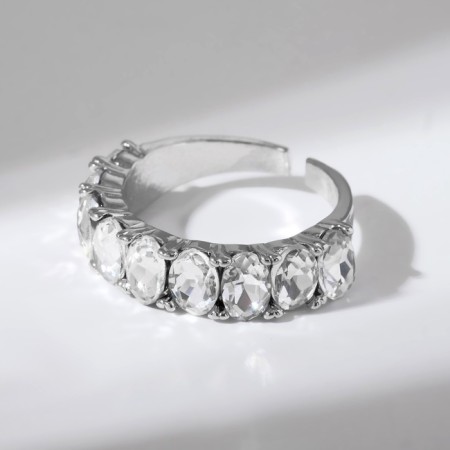 Ring Right Rectangles, white color in silver, dimensionless-4