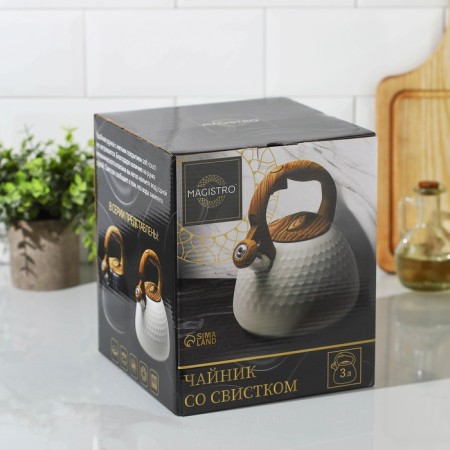 A kettle with a stainless steel whistle Magistro Heat, 3 L, TRS, Induction, Soft-Touch Hand, Black Color Black-3