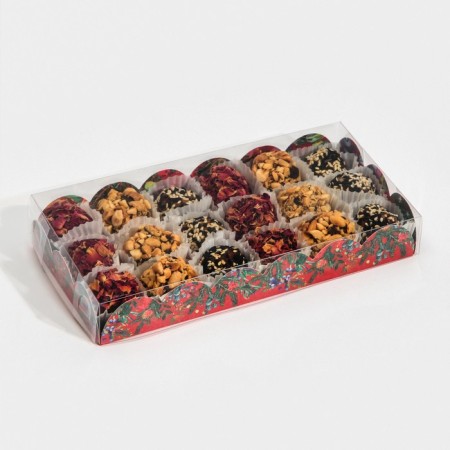 Box for confectionery products with PVC Bright holiday lid, 10.5 x 21 x 3 cm, New Year-1