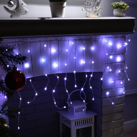 Smart garland "fringe" 3 × 0.4 m dew, ip20, silver thread, 144 LED, remote control, application, glow RGB, USB-4