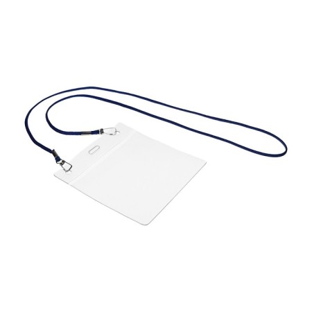 Badge horizontal, external 112 x 109 mm, internal 102 x 90 mm, on a blue lace 40cm