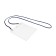 Badge horizontal, external 112 x 109 mm, internal 102 x 90 mm, on a blue lace 40cm