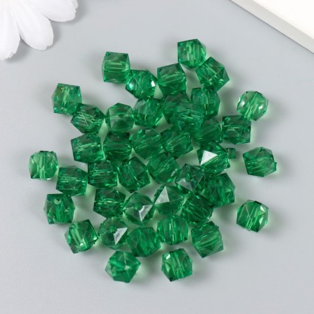 Plastic beads "Crystal polyhedron. Dark green" Transparent set of 20 g 1x1x1 cm-1