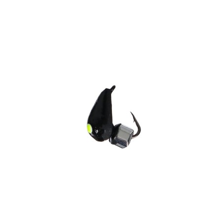 Mormyshka crap black, lime eyes + cube Granin silver, weight 0.73 g-1