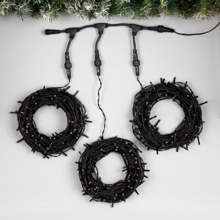 Garland "Clip-Light" 3 threads of 20 m, IP44, UMS, dark thread, 399 LED, glow blue, 8 modes, 24 V-1