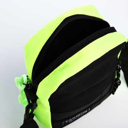 Young youth bag with zipper, 1 outer pocket, black/green color-2