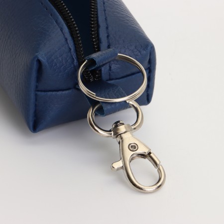 Key of zipper, length 16 cm, ring, carbine, dark blue color-1