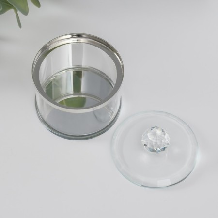 Casket glass with a metal rim "silver" 7x6.5x6.5 cm-3