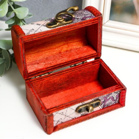 Casket wood chest "Map" 6x6x9 cm-3