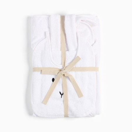 Set of crumb I (towel-angle, mitten, bib), white, 100% HL, 360 gr/m2-11