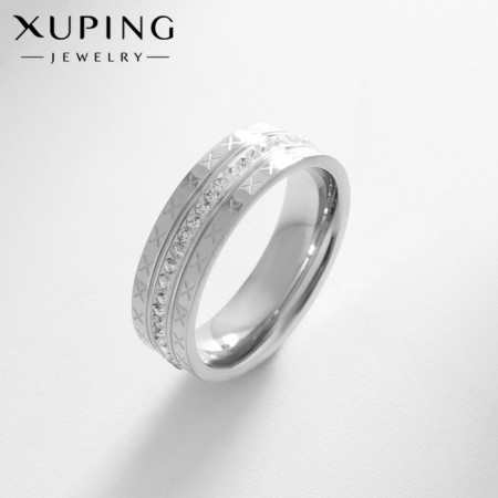 Xuping Mandorla ring, white color in silver, size 17