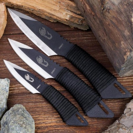 Set of throwing knives "Scorpio", in a braid, 3 pcs., Black