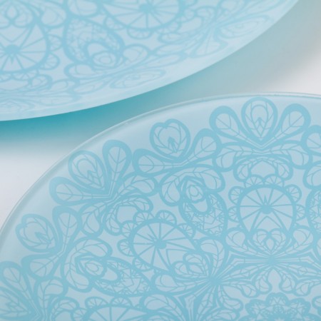 Dining Service "Lace", 7 items: D = 30 cm - 1 pc, d = 20 cm - 6 pcs, the color of the blue-2
