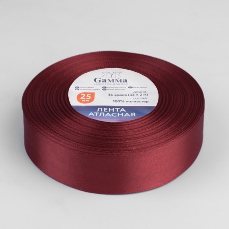 Satin tape, 25 mm × 33 ± 2 m, color red No. 065-1