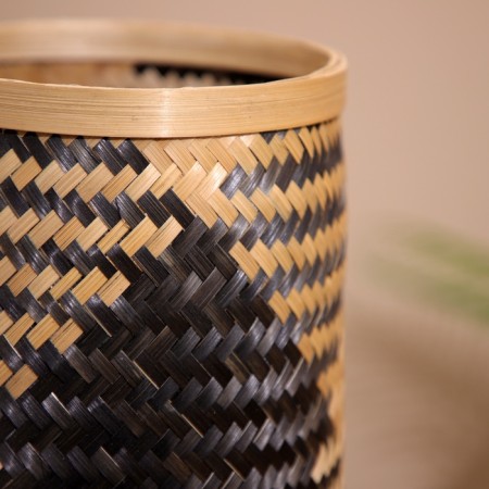 Basket with a covered lid, from bamboo 20x20x42 cm-6