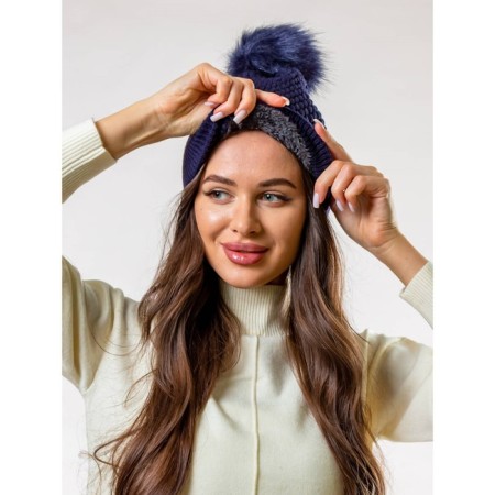 Women's cap, size 52-56, dark blue color-3