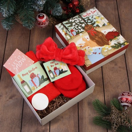 New Year's gift set of Ethel "Winter Time", towel 30x60 cm and accessories