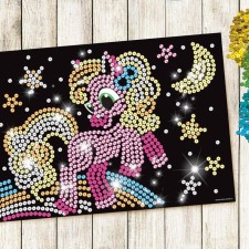 Set for creativity. Application with sequins with an adhesive layer 