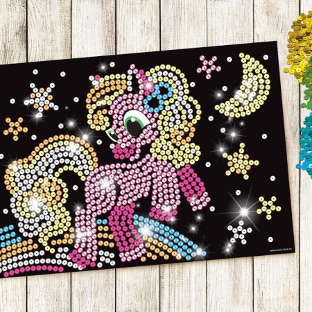 Set for creativity. Application with sequins with an adhesive layer "Pony" 21 × 30 cm