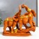 Polystone souvenir "Two cash elephants on a bill and coins" under a tree 18.7x21x7 cm