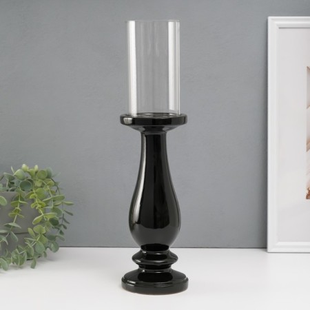 Ceramics candlestick, glass for 1 candle "Avanti" d = 8 cm black 10x10x40.5 cm-1