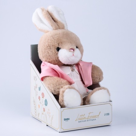 Soft toy "Little Friend", bunny in a dress and a pink blouse-7
