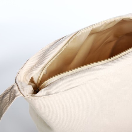 Soldier bag with a zipper, beige color-4