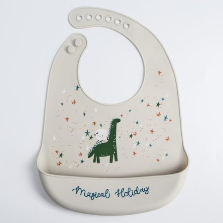 Blory for feeding "dinosaurus" silicone with pocket, gray color