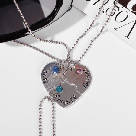 Kulons "Demetrons" Triple heart, colored in silver, 45 cm-2
