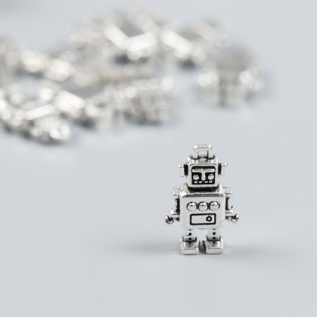 Decor for creativity Metal "Robot" set 10 pcs silver 1.1x1.8 cm