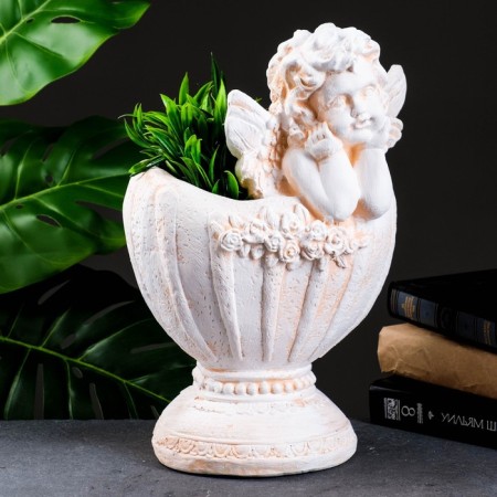 Figure pot "Angel in a vase" Beige, 1.2 l / 20x35x23cm-1