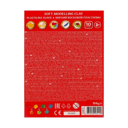 Soft plasticine (wax), 10 colors, 130 g, Erich Krause, with a stack-6