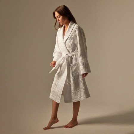 Welfare Women's bathrobe SL Home: Chess "Blanc de Blanc", size S, 100% cotton, 340 g/m2-5