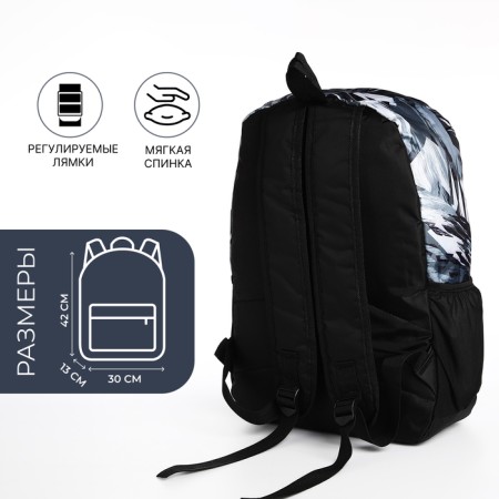 School backpack from textiles on lightning, 3 pockets, color gray color-1