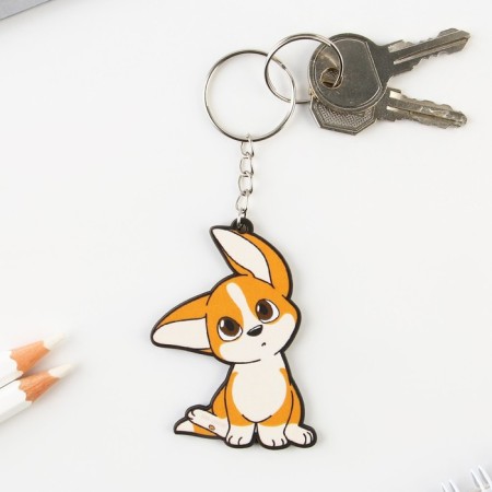 Key keychain wooden "dog with ears" 4.7 x 6 cm-2
