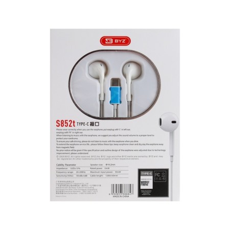 Nausiki Byz S852, wired, inserts, Type-C, 1.25 m, white-3
