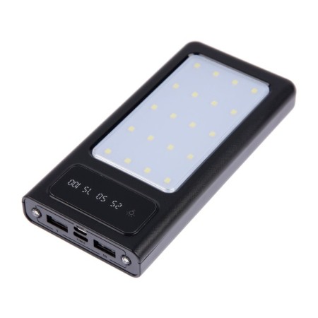 External battery 485, 10000 mAh, Type-C/Lightning/MicroUSB cables, lantern, black-2