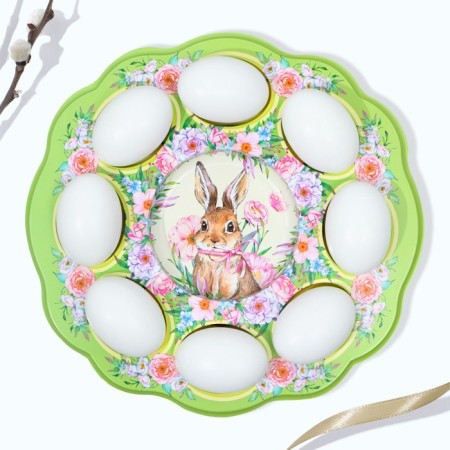 Easter stand for 8 eggs and kulich “Happiness in the house!”, 24 x 25 cm.-3