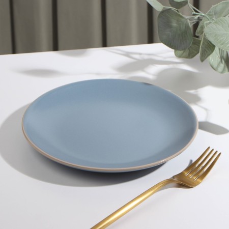 Board ceramic dessert shade "Vanilla", d = 19.5 cm, blue color-1