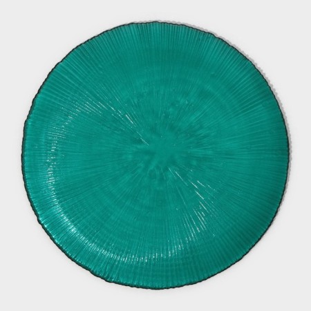 Glass plate "Fireworks", d = 20.5 cm, emerald color-2