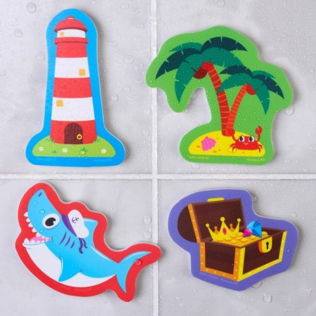A set of bath toys "Pirates" 8 pieces with a grid + net, crush me-3