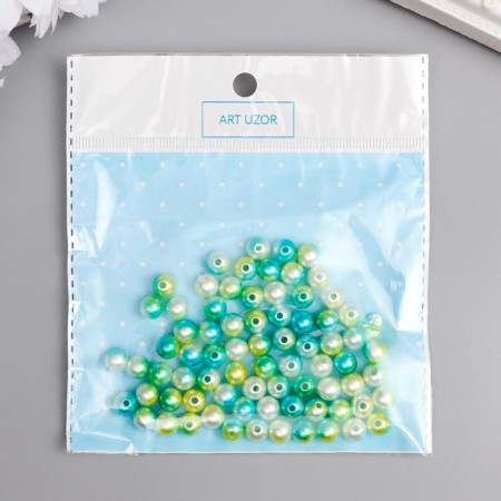 Beads for creativity plastic "Green gradient" set 20 g, D = 0.8 cm, Mix of holes/without-2