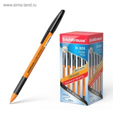 Ballic handle Erichkrause R-301 Orange Stick & Grip, node 0.7 mm, black rod, rubber emphasis, letter line length 1000 meters