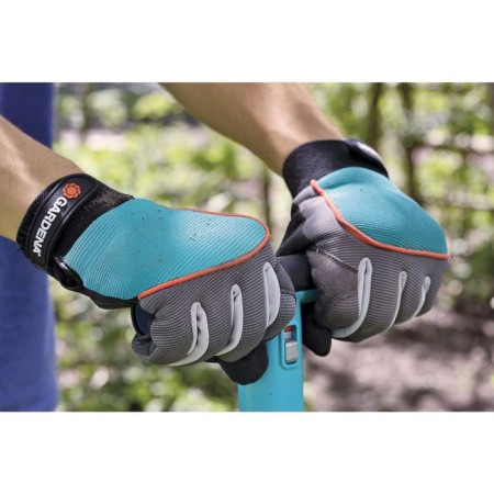 Textile gloves, with suede palms, size 10, gray-2